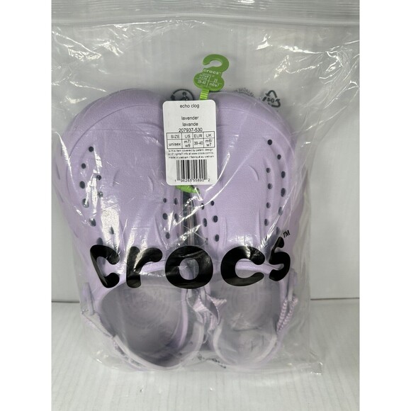 Size 9 Womens Crocs Echo Clogs Lavender Purple 207937-530 Slip On NEW - Picture 7 of 7